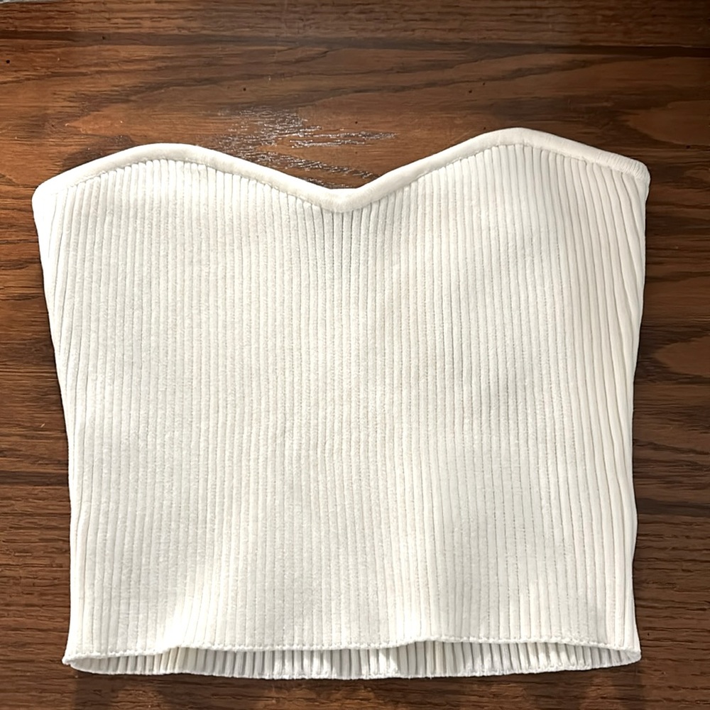 Ribbed White Tube Top